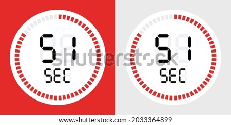 51 sec, Countdown time digital stop chronometer symbol