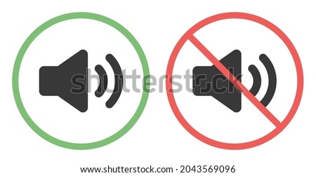 Sound icon. Mute and unmute icon sign isolated on white background.