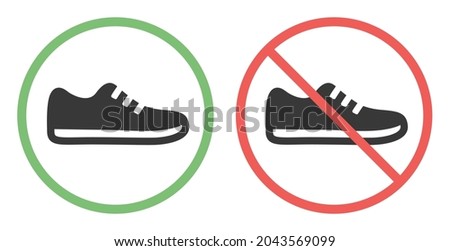 No shoes icon. Prohibited shoes icon. Sneakers icon vector illustration.