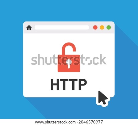 http open padlock on browser icon vector illustration. Internet security symbol