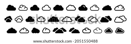 Could icon set in black and white design. Cloudy icon