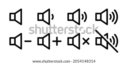 Sound volume icon set. Mute and unmute volume sound icon vector isolated on white background.