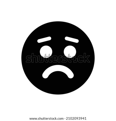 Sad emoji face icon. Upset emoticon. Unhappy facial expression.