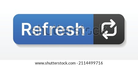 Refresh button in blue and black design. Reload, reset symbol vector illustration.