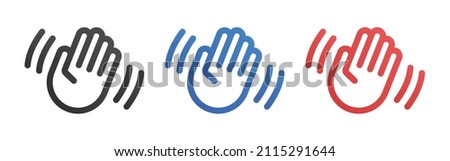 Hand wave icon. Waving hi or hello gesture icon isolated on white background.