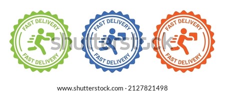 Fast delivery icon symbol badge. Deliver symbol vector illustration.