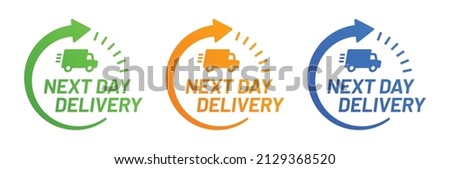 Delivery next day icon set isolated on white background.