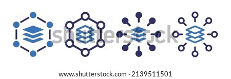 Layer icon set. Stack paper symbol vector illustration.