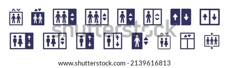 Set of elevator icons. Lift symbol. Vector illustration.