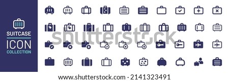Suitcase icon collection. Baggage icon set isolated on white background.