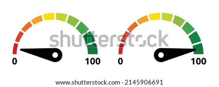 Gauge indicator from 0 to 100 vector illustration.