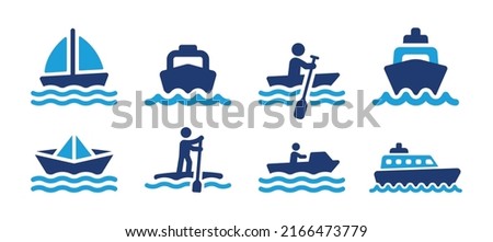 Boat vector icon set. Collection of ships symbol illustration.