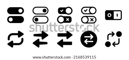 Switch icon vector set with toggle button and swap arrow symbol.