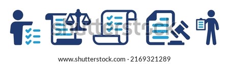 Rule icon vector set. Compliance, requirement and regulation symbol illustration.