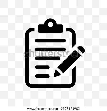 Clipboard with pencil icon isolated on transparent background.