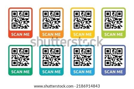 Scan me QR code vector icon set colorful template symbol illustration.
