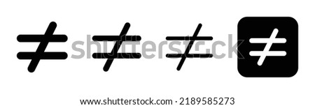 Inequality sign symbol icon vector set.