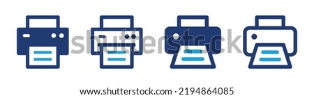 Printer icon set. Printout symbol. Printing machine icon template design.