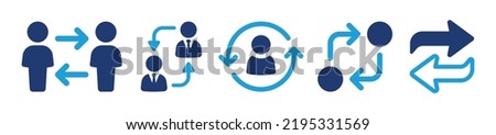 Turnover icon set. Exchange person for replacement sign. Change and switch user vector illustration.