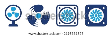 Fan icon set. Cooling fan symbol isolated on white background.