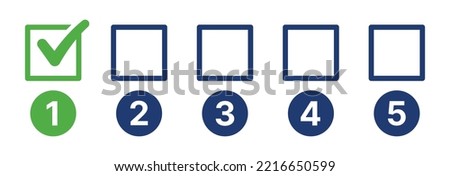 Ticking check mark on checkbox of number 1 vector illustration. Choice, selection and decision symbol.