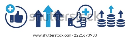 Advantage icon set. Containing business competition, sale growth and advantage competitive symbol vector illustration.