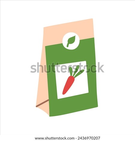 Seeds pack icon, vector illustration of paper package with carrot seeds, spring gardening, plant for farming, cultivation if vegetables, bag with seedlings