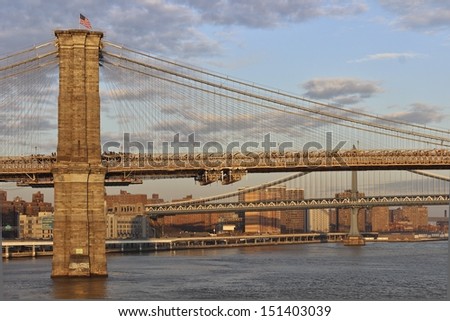 Two Bridges The Brooklyn Bridge and Manhattan Bridge (behind) in the late day sun