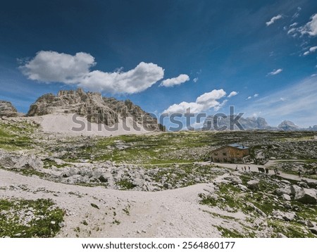Similar – Image, Stock Photo Rifugio Lavaredo and di Cadini mountains in background, Sesto Dolomites, Trentino, Alto-Adige, South Tyrol, Italy