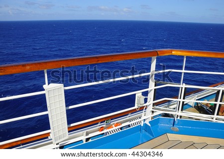 View to Atlantic Ocean from Deck of Cruise Ship