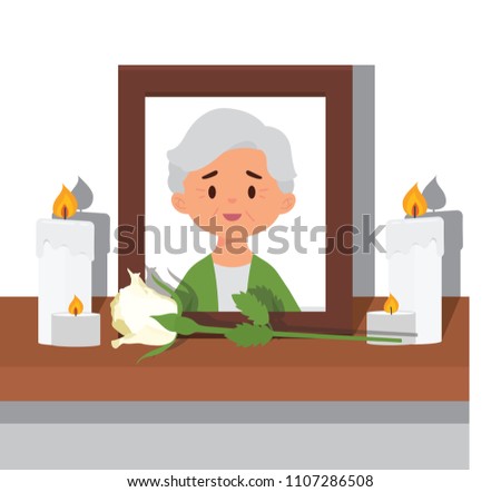 vector illustration picture of elderly woman or grandmother in frame. in memory grandmother photo passed away Foto stock © 