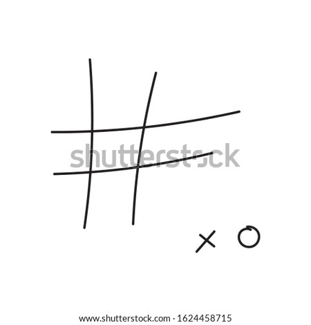 Tic Tac Toe Game in doodle style. vector illustration