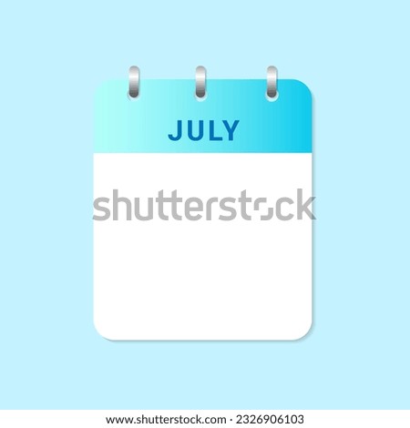Daily calendar th of July month on white paper note. vector
