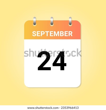 Daily calendar th of September month on white paper note. vector