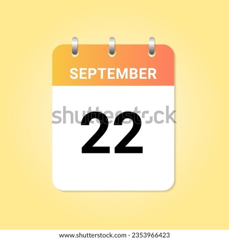 Daily calendar th of September month on white paper note. vector