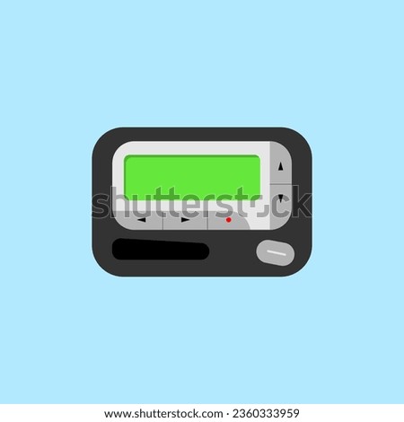 Pager . Retro telecommunication device from 90s. Vector flat illustration of black pager