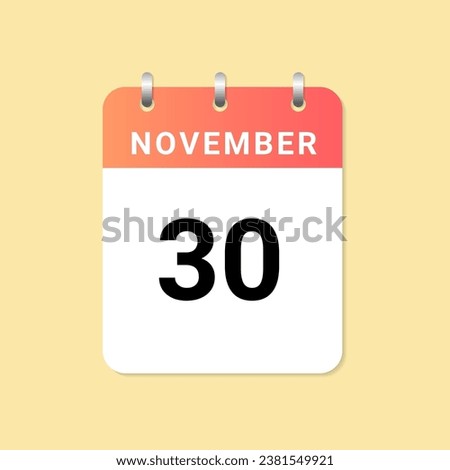 Daily calendar 3-th of November month on white paper note. vector