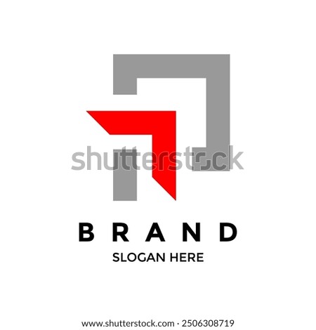 Logo design of F and P letter in vector format file with red arrow