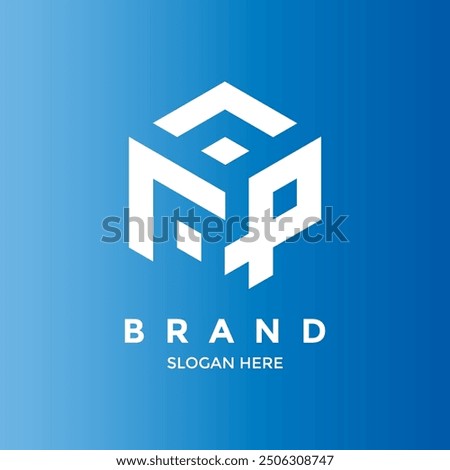 Logo design of F and P letter in vector format file shaped like box