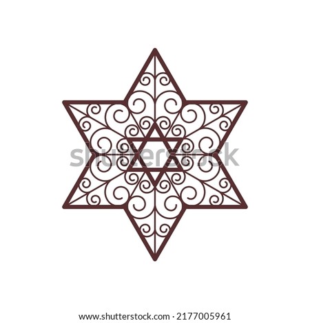 Star of David decorative element. Jewish Religion symbol. Vector illustration