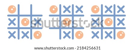Tic tac toe set. Children game, strategy. Vector illustration on white background Photo stock © 