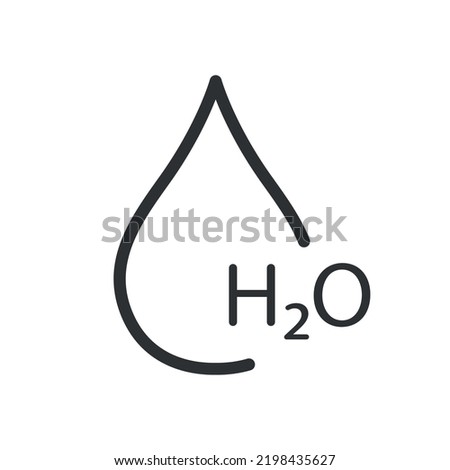 Water Drop H2O Line Icon. Hydrate icon. Chemical Formula. Aqua symbol. Vector illustration