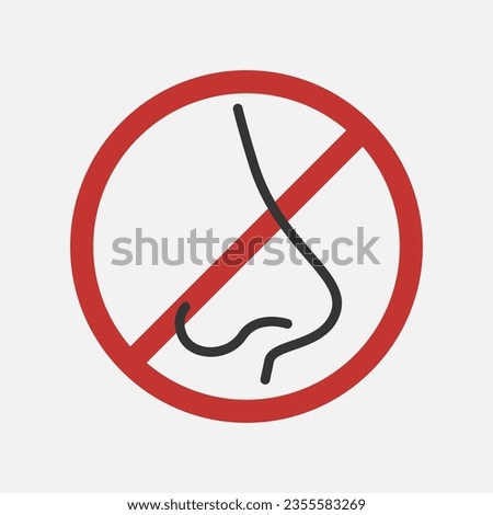 do not inhale information sign. Stop breath, dangerous. Virus and gas. Be careful. Sense organ - nose. Vector