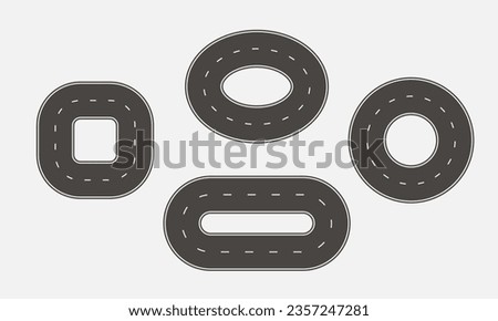 Path shapes. Square, Circle, Oval, rectangle road way. Vector 