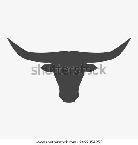 Bull Head silhouette. Texas Longhorn, american symbol of western. Wild animal emblem. Vector