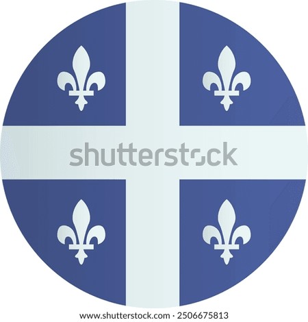 Flag of Canadian province of Quebec. Circle badge. Vector illutration