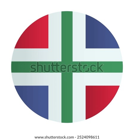 Circle Flag of Groningen, Netherlands. District of Holland badge