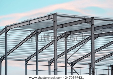 Image, Stock Photo Metal frame construction of the building against the sky