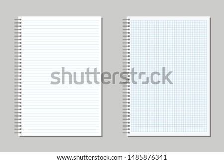     Set of blank spiral notepad notebook with lines and cell . School  notepad notebook in flat design Isolated. Vector illustration.

