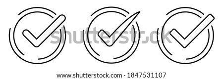 check mark icon in line simple style set - vector isolated on white background. circle tick approved sign in line simple style. editable stroke. vector Illustration
